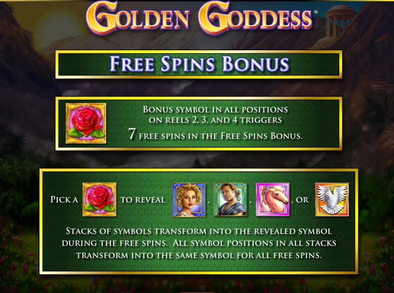 Golden Goddess Paytable